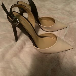Nude and black sling back heel stiletto